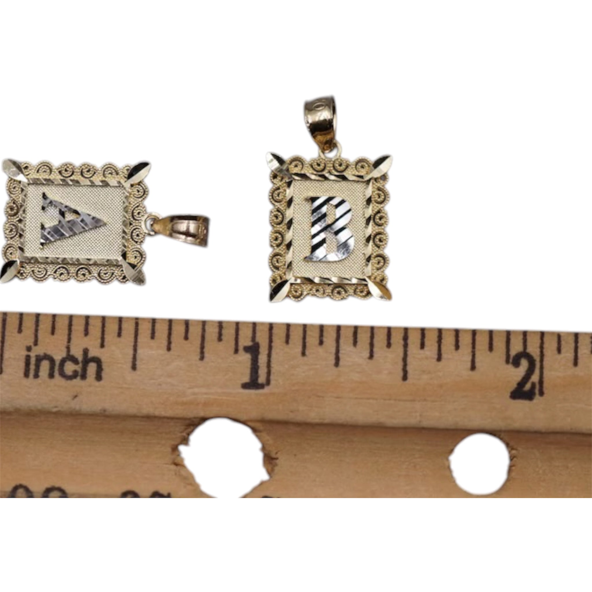 Two-Tone Initial Pendant 10K Gold